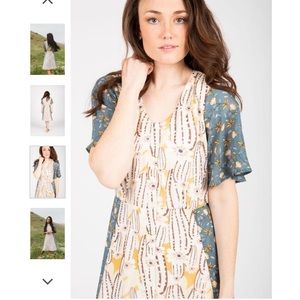 NWT Piper & Scoot Contrast Gem Bib Midi Dress